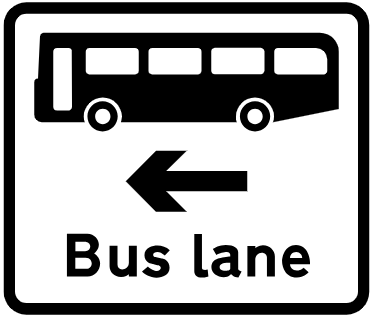 Bus lane on road at junction ahead