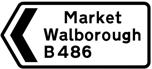 Flag-type sign indicating a non-primary route