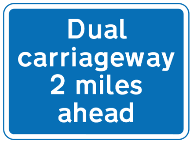 Distance to the beginning of a dual carriageway road ahead