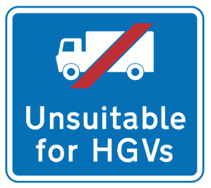 Route unsuitable for heavy goods vehicles