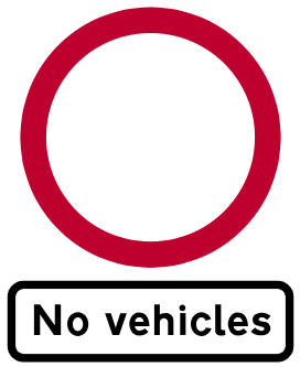 No vehicles except pedal cycles being pushed by hand