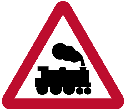 Level crossing without a gate or barrier